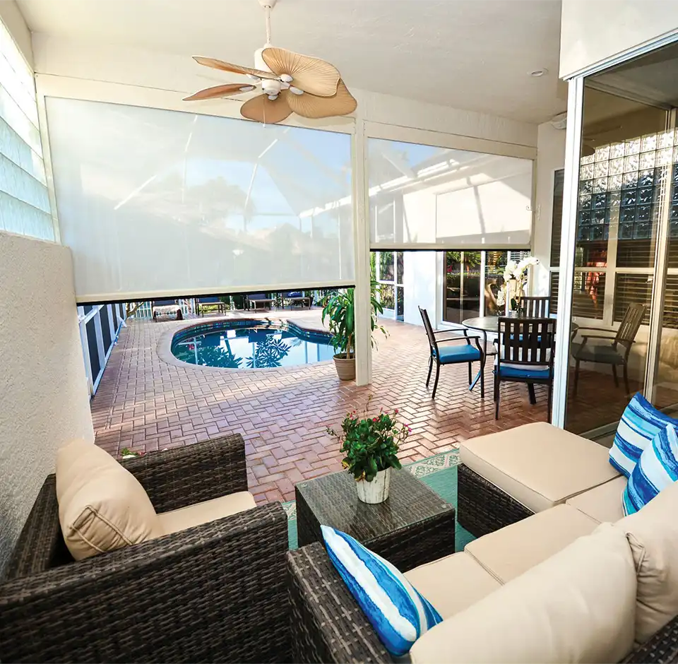 Patio screen shades for lanai