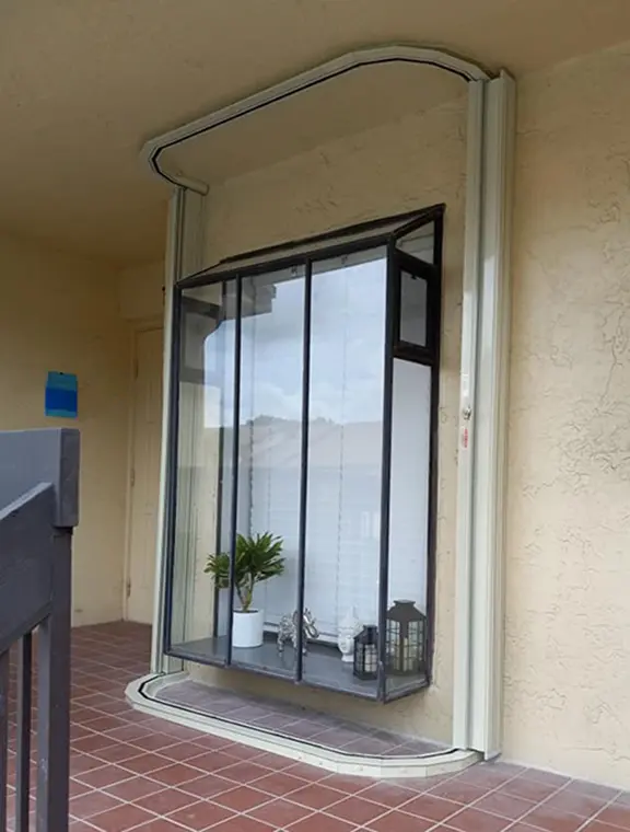 residential-commercial-window-treatment-installer Accordion screen open showing window