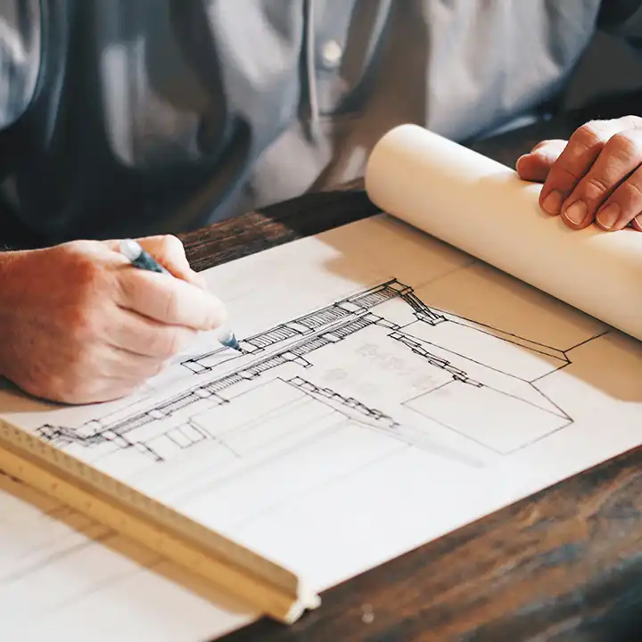 Architect drawing a rendering